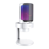 Fifine A8W - Microphone à condensateur USB-C sur pied métal (blanc) : éclairage RGB et filtre anti-pop du Fifine A8W