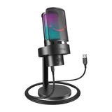 Fifine A8 - Microphone à condensateur USB-C sur pied métal (noir) : éclairage RGB du Fifine A8