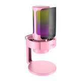 Fifine A8P - Microphone à condensateur USB-C sur pied métal (rose) : capsule et filtre anti-pop du Fifine A8P