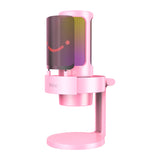 Fifine A8P - Microphone à condensateur USB-C sur pied métal (rose) : microphone Fifine A8P rose sur son pied métallique