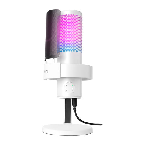 Fifine A9W - Microphone studio USB 4 directivités avec pied (blanc) : sélecteur de directivité du Fifine A9W