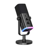 Fifine AM8 - Microphone dynamique USB et XLR avec pied (noir) : molettes de gain et de volume du Fifine AM8