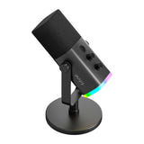 Fifine AM8 - Microphone dynamique USB et XLR avec pied (noir) : prises USB et XLR du Fifine AM8