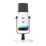 Fifine AM8W - Microphone dynamique USB et XLR avec pied (blanc) : éclairage RGB du Fifine AM8W
