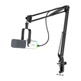 Fifine AM8TW - Microphone dynamique USB et XLR avec bras BM63 (blanc) : microphone dynamique Fifine AM8TW blanc sur son bras BM63