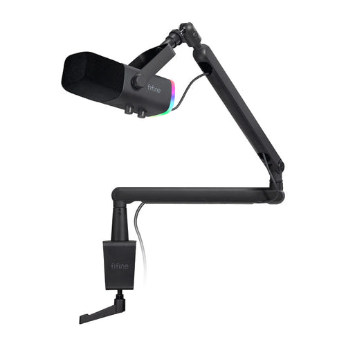 Fifine TAM8 - Microphone dynamique USB et XLR avec bras BM88 (noir) : commandes et molettes du Fifine TAM8