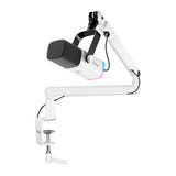 Fifine TAM8W - Microphone dynamique USB et XLR avec bras BM88 (blanc) : microphone dynamique Fifine TAM8W blanc sur son bras BM88