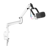 Fifine TAM8W - Microphone dynamique USB et XLR avec bras BM88 (blanc) : commandes et molettes du Fifine TAM8W