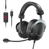 Fifine H9 - Casque gaming filaire 7.1 avec micro détachable (noir) : boîtier de commande USB du Fifine H9