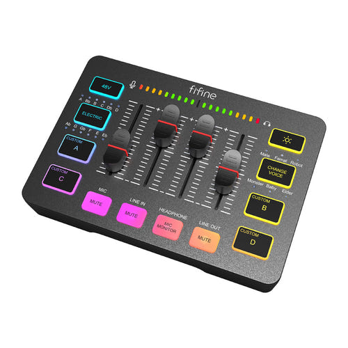 Fifine SC3 - Table de mixage streaming XLR 48 V RGB (noir) : touches d'effets éclairées de la Fifine SC3