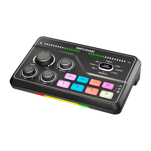 Fifine SC8 RGB - Table de mixage gaming XLR, optique et 48 V (noire) : touches programmables et éclairage de la Fifine SC8 RGB
