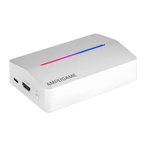 Fifine V3W - Carte d'acquisition HDMI vers USB-A 1080p 60 Hz (blanche) : carte d'acquisition Fifine V3W blanche avec bandeau RGB