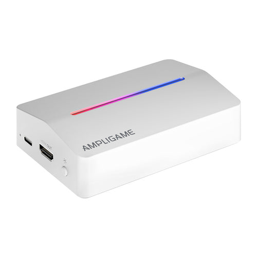 Fifine V3W - Carte d'acquisition HDMI vers USB-A 1080p 60 Hz (blanche) : carte d'acquisition Fifine V3W blanche avec bandeau RGB