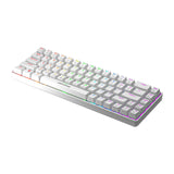 Fifine GK1W - Clavier mécanique 65 % RGB, switches rouges (blanc) : clavier Fifine GK1W vu de trois quarts