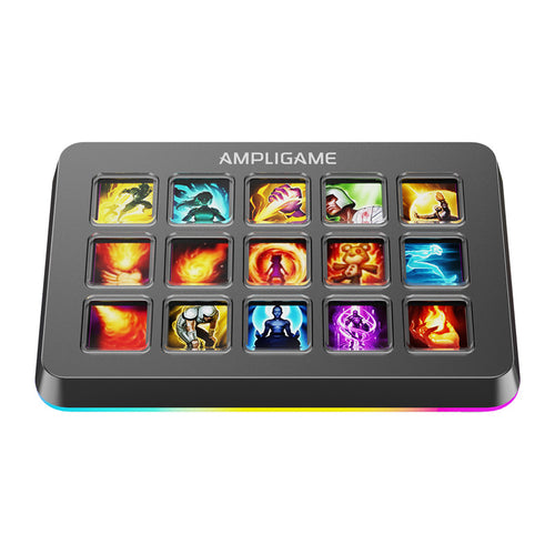 Fifine D6 - Contrôleur de streaming 15 touches LCD (noir) : contrôleur de streaming Fifine D6 noir vu de face