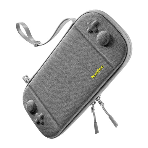 Tomtoc G05 Slim - Étui de transport pour Nintendo Switch 2, 12 jeux (gris) : intérieur matelassé accueillant la console