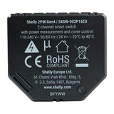 Shelly 2PM Gen4 - Module domotique 2 canaux Zigbee et Matter avec mesure d'énergie : format compact pour boîte d'encastrement