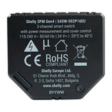 Shelly 2PM Gen4 - Module domotique 2 canaux Zigbee et Matter avec mesure d'énergie : format compact pour boîte d'encastrement