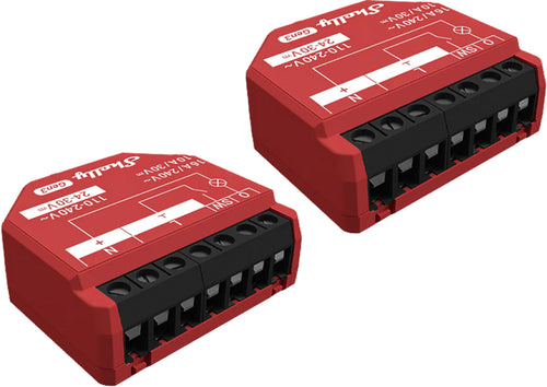 Shelly 1PM Gen3 - Lot de 2 modules domotiques Wi-Fi avec mesure de consommation : lot de deux modules domotiques Shelly 1PM Gen3 rouges