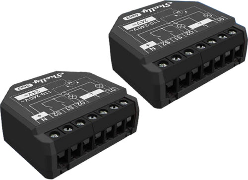 Shelly 2PM Gen3 - Lot de 2 modules volets 2 canaux Wi-Fi avec mesure d'énergie : lot de deux modules domotiques Shelly 2PM Gen3 noirs
