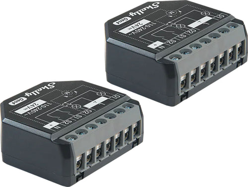 Shelly 2PM Gen4 - Lot de 2 modules domotiques 2 canaux Zigbee et Matter : lot de deux modules domotiques Shelly 2PM Gen4 noirs