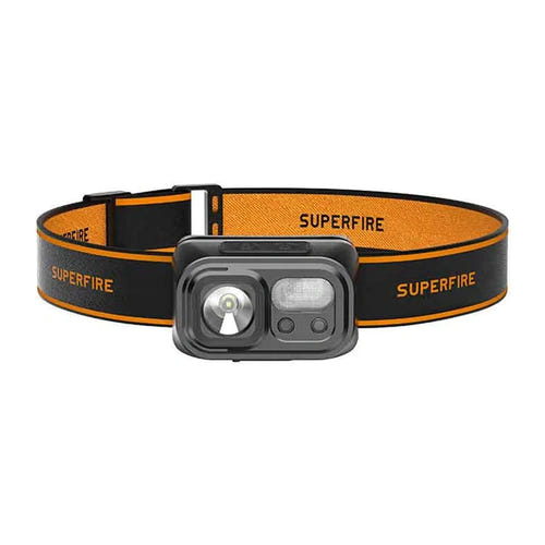 Superfire HL23-X - Lampe frontale rechargeable 120 lm, 48 g : tête inclinable et port de charge USB-C de la frontale