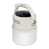 Superfire T22 - Lampe de camping 360° avec projecteur 180 m et charge solaire : lampe de camping Superfire T22 allumée en éclairage 360°