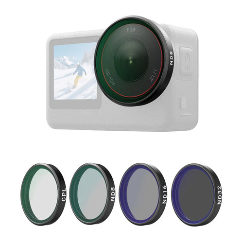 Telesin S5-FLT-40 - Jeu de 4 filtres CPL, ND8, ND16 et ND32 pour DJI Osmo Action 6 : jeu de quatre filtres Telesin CPL, ND8, ND16 et ND32