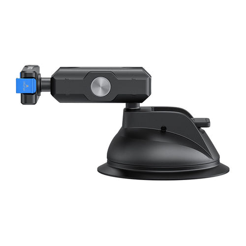 Telesin S3-SUS-05-TDJ - Support à ventouse pour DJI Osmo Action 3, 4 et 5 Pro : ventouse posée sur une vitre avec la caméra