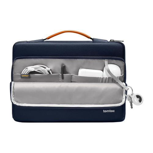 Tomtoc Defender-A14 - Sacoche pour ordinateur portable 16 pouces (bleu marine) : poche arrière dissimulée pour documents