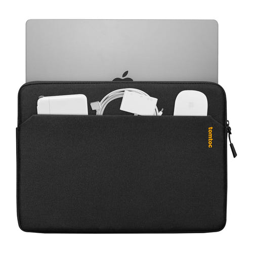 Tomtoc Light-A18 - Housse fine pour ordinateur portable 14 pouces (noire) : poche avant de la housse