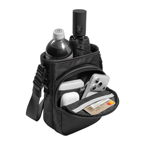 Tomtoc GameOn-G50 JoyCarry - Sacoche monobretelle pour Nintendo Switch 2 (noire) : fermeture à cordon élastique et poche avant