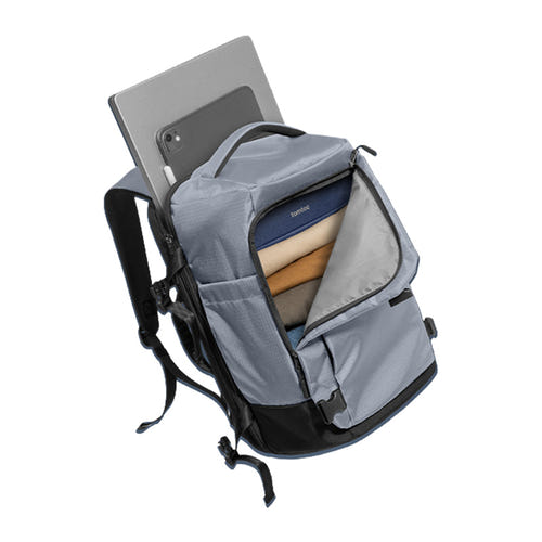 Tomtoc Navigator-T66 Liteway - Sac à dos de voyage 28 L (gris clair) : compartiment ordinateur et poches en filet