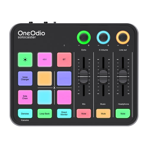 OneOdio Solocaster - Table de mixage et carte son USB-C pour streaming : table de mixage OneOdio Solocaster, vue d'ensemble
