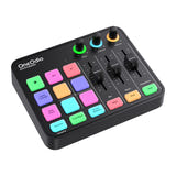 OneOdio Solocaster - Table de mixage et carte son USB-C pour streaming : faders et pads d'effets du mixeur