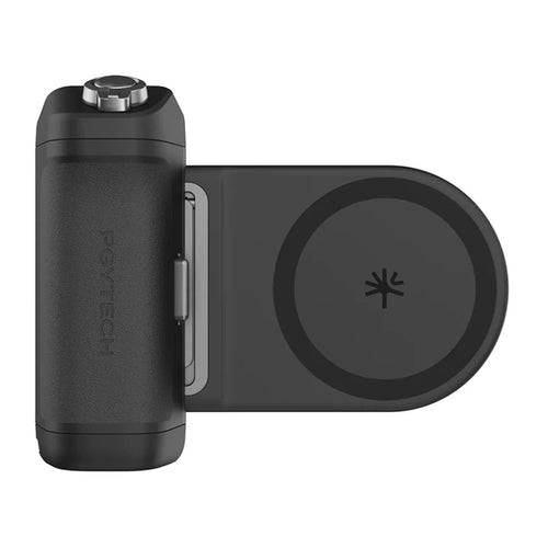 PGYTech MagCam 2 - Poignée photo magnétique 3 en 1 pour smartphone (noire) : poignée photo PGYTech MagCam 2 noire avec un smartphone
