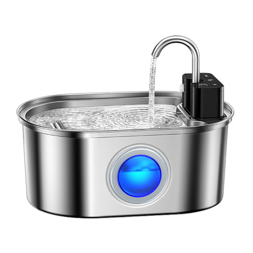 Rojeco RYSJPDGY-17 - Fontaine à eau sans fil en acier inoxydable 3,2 L pour chien et chat : fontaine Rojeco en acier inoxydable, vue d'ensemble