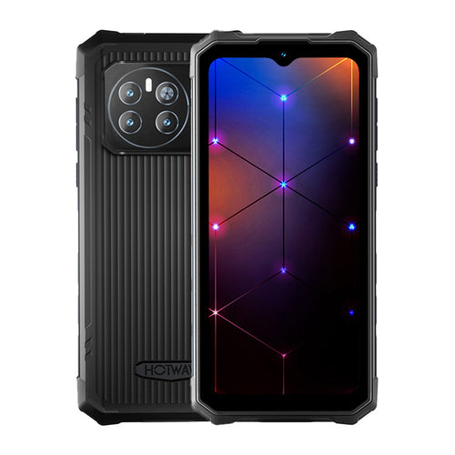 HOTWAV Cyber 13 - Smartphone durci 6,6 pouces, 10800 mAh (noir) : smartphone durci HOTWAV Cyber 13 noir de face