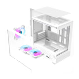 darkFlash DB330M - Boîtier PC mini tour avec 3 ventilateurs ARGB (blanc) : panneau latéral en verre trempé