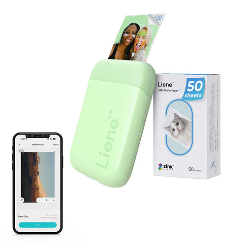 Liene Pearl - Imprimante photo portable Zink + 50 feuilles (vert) (vue 1)