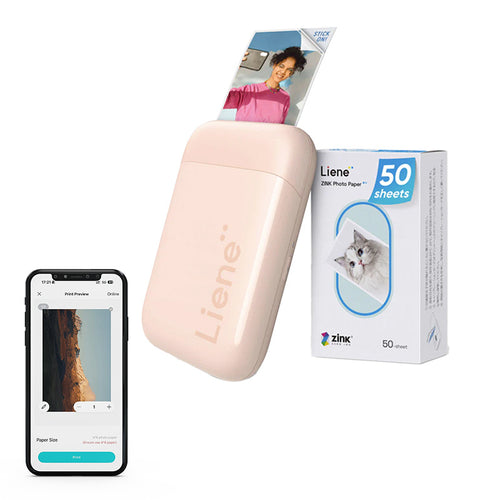 Liene Pearl - Imprimante photo portable Zink + 50 feuilles (rose) (vue 1)