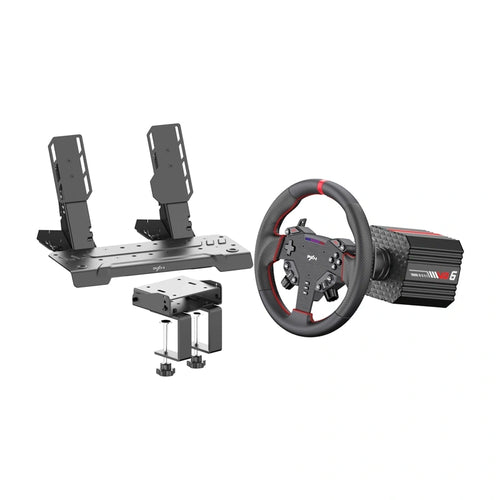 PXN VD6 - Kit volant Direct Drive 6 Nm avec pédalier et support : kit de simulation PXN VD6 complet, base, volant et pédalier