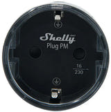 Shelly Plug PM Gen3 - Prise Matter de mesure d'énergie, sans coupure (noire) : prise branchée sur une prise murale de type F