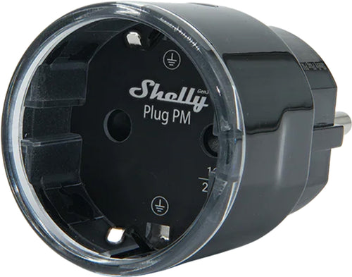 Shelly Plug PM Gen3 - Prise Matter de mesure d'énergie, sans coupure (noire) : prise connectée Shelly Plug PM Gen3 noire