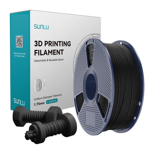 Sunlu ABS High-Speed - Filament 3D 1,75 mm, bobine de 1 kg (noir) : bobine de filament ABS noir et visserie