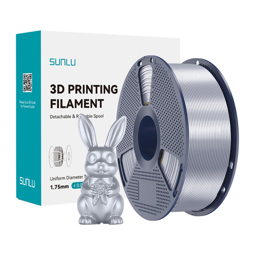 Sunlu PLA+ Silk - Filament 3D à finition brillante effet soie (argent) : bobine de filament Sunlu PLA+ Silk argent