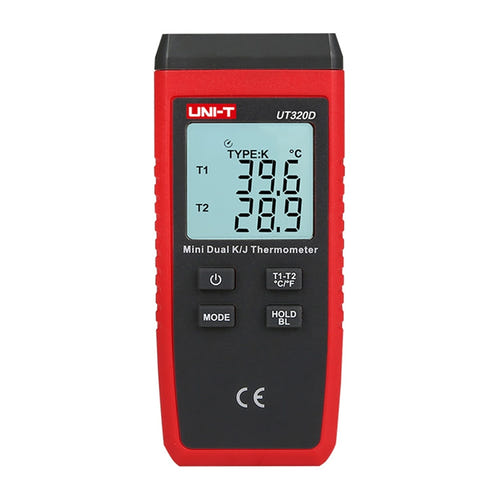 Uni-T UT320D - Thermomètre de contact 2 voies, -50 à 1300 °C : thermomètre de contact Uni-T UT320D et sa sonde de type K