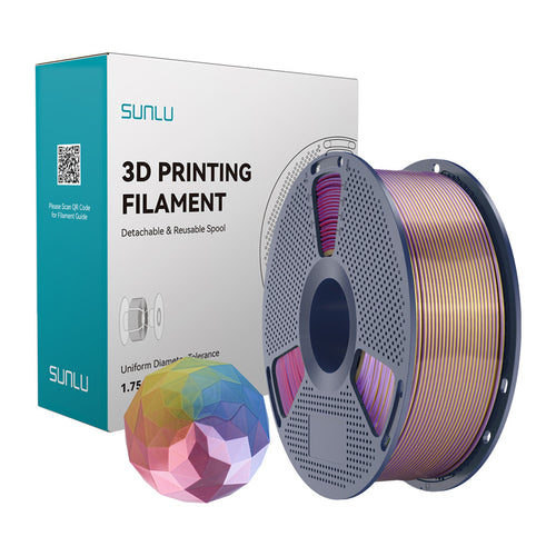 Sunlu PLA+ Silk 4 couleurs - Filament 3D effet soie (bleu-violet-rouge-or) : bobine de filament Sunlu PLA+ Silk quatre couleurs