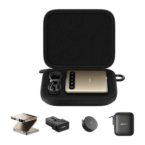 Aurzen Zip Set - Vidéoprojecteur portable DLP 720p avec sacoche et support MagPlay : vidéoprojecteur portable Aurzen Zip déplié