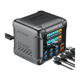 BliTZWOlF BW-S33 - Chargeur secteur GaN 420 W à 8 ports avec écran couleur : chargeur GaN sur un bureau